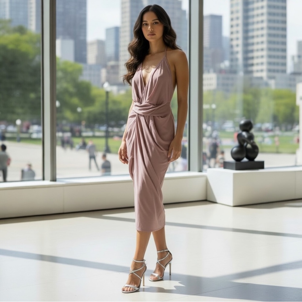 NWT Rick Owens Drape Front Halter Dress Size 44 $1210
